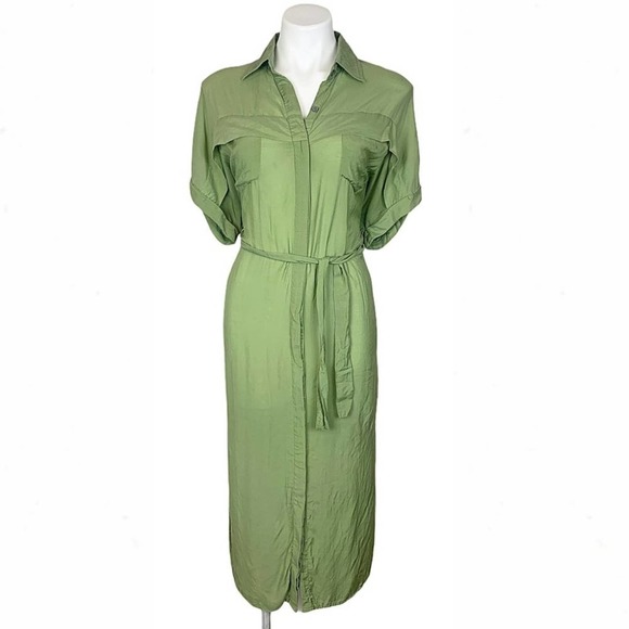Faithfull The Brand Gigi Shirt-Dress in Plain Sage - Picture 9 of 13